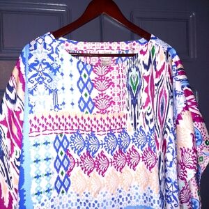 2/$25 - Chicos Multicolored Tunic Caftan Blouse Size XL